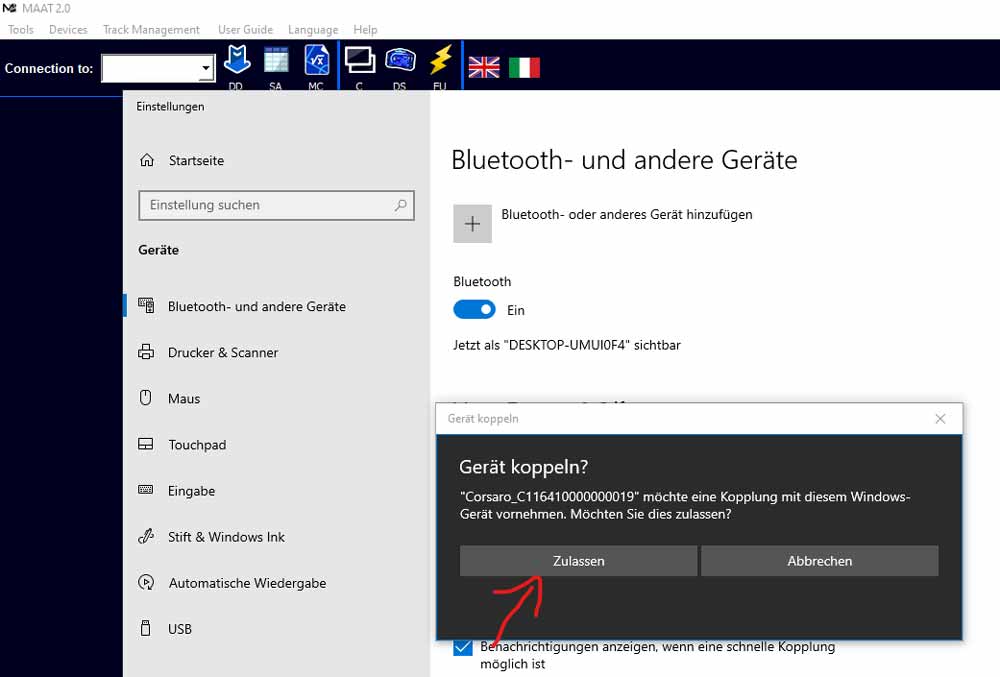 Bluetoothverbindung Schritt 8