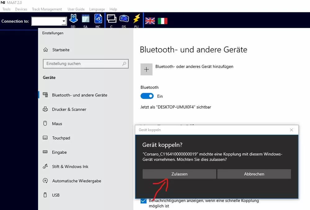Bluetoothverbindung Schritt 8