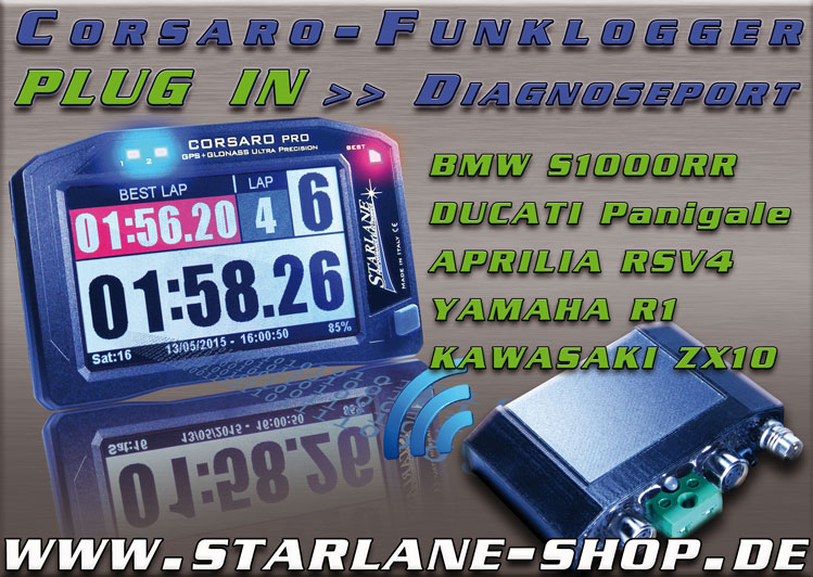 Datarecording für BMW S1000RR, Kawasaki ZX10R, Aprilia RSV4, Yamaha R1 und R1M