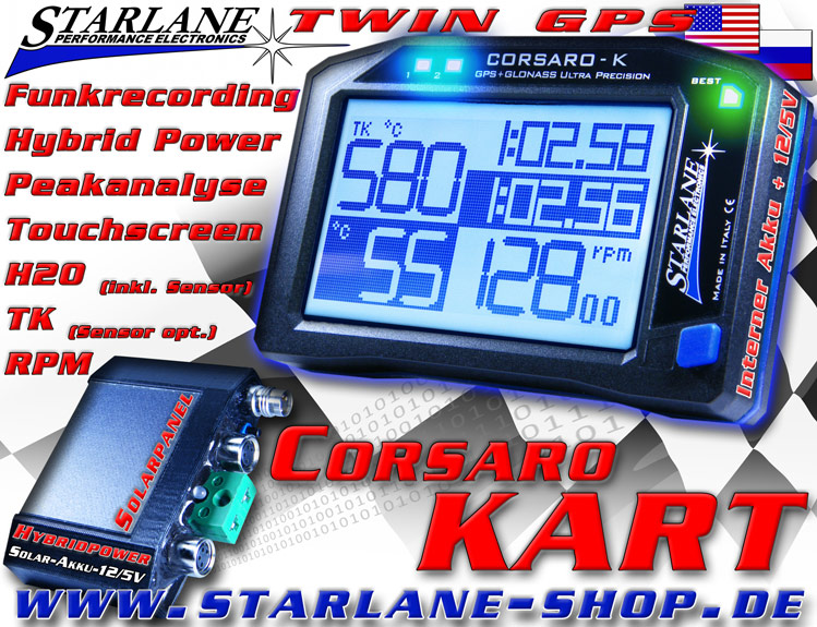 Kart GPS Laptimer für GoKart und Kartsport. Nutze das sehr genaue TWIN GPS für die Zeitnahme.