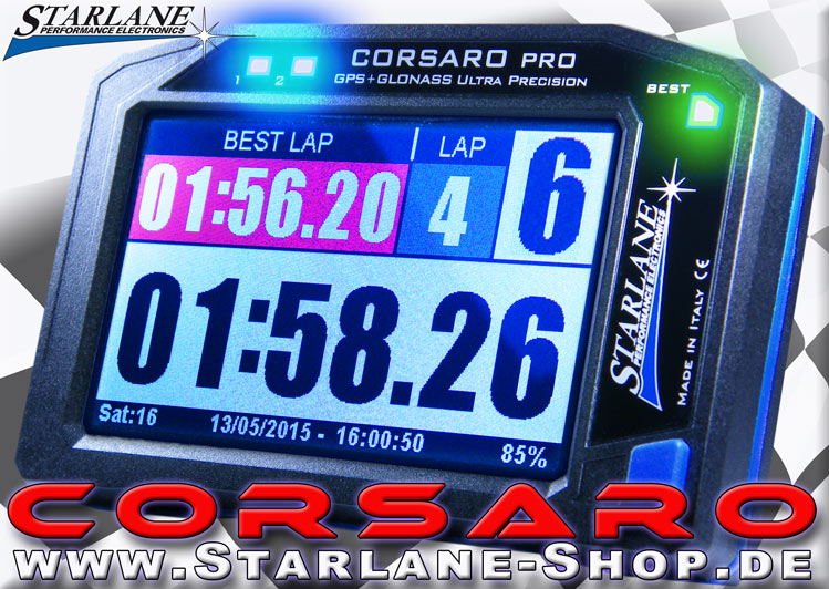 Laptimer Corsaro von Starlane mit TWIN GPS und Datarecording. 