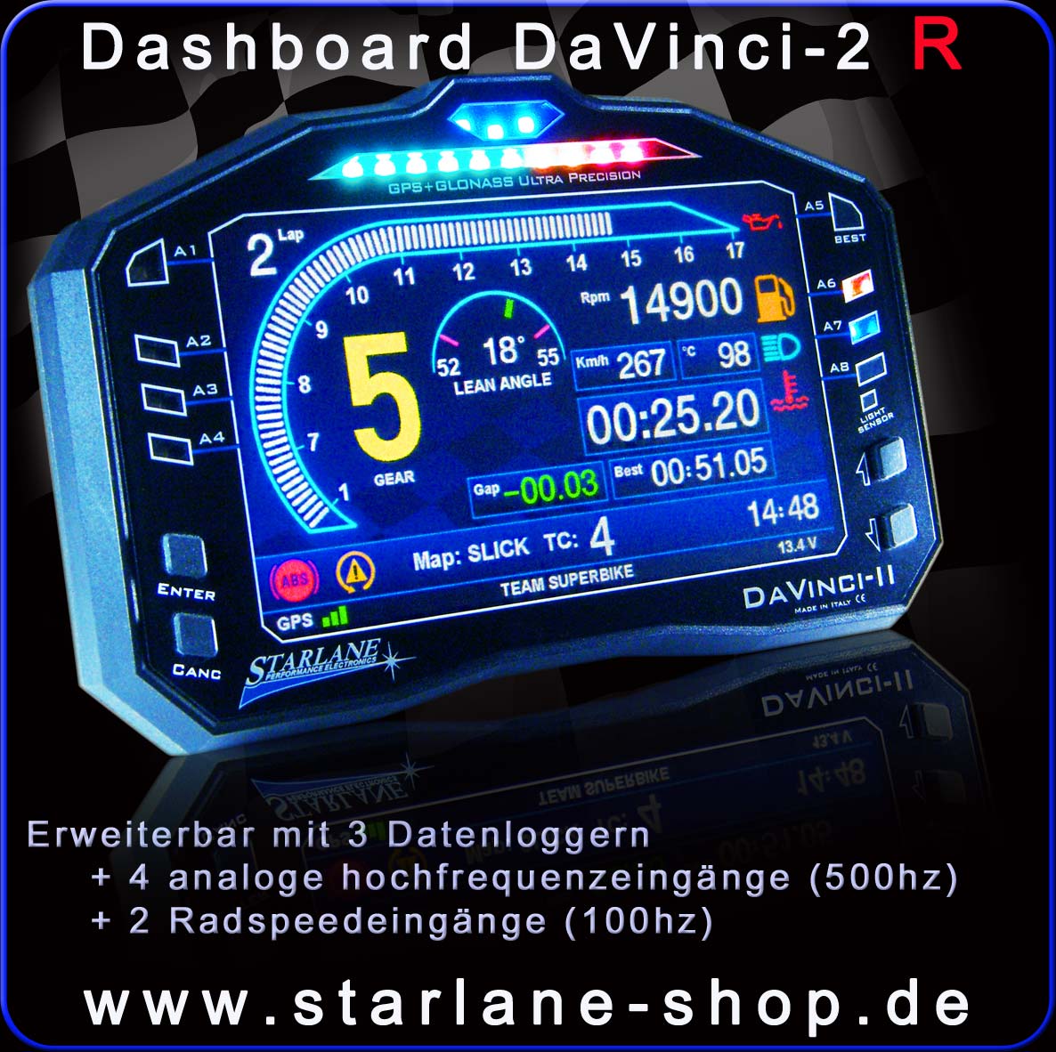 Motorrad Dashboard mit Datarecording