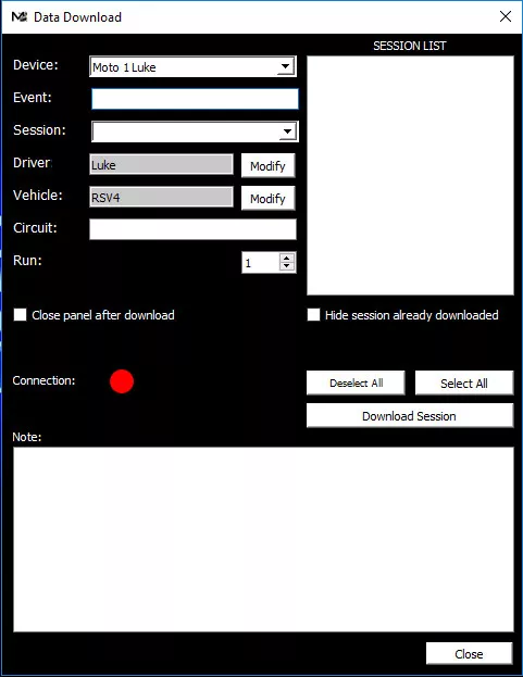 Session-Downloadfenster