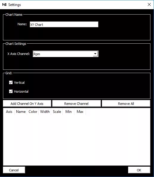 Settings XY Chart