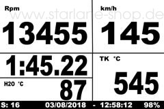 Displayansicht mit Abgas und Wassertemperatur