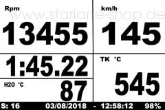 Anzeige von Abgas- und Wassertemperatur und Speed Displayansicht mit Abgas und Wassertemperatur