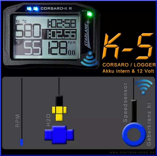 Go Kart Rundenzeiterfassung mit GPS Laptimer und RPM, H2O, Radspeed