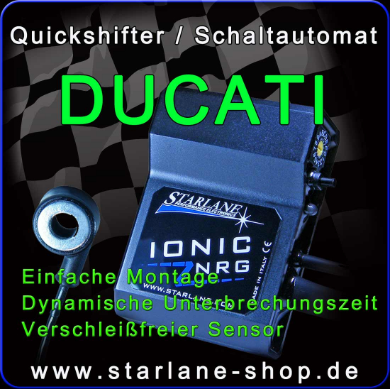 Quickshifter / Schaltautomat "IONIC" für Motorräder der Marke DUCATI, Streetfighter, Multistrada, Diavel, Hyperstrada, Monster & Weitere...