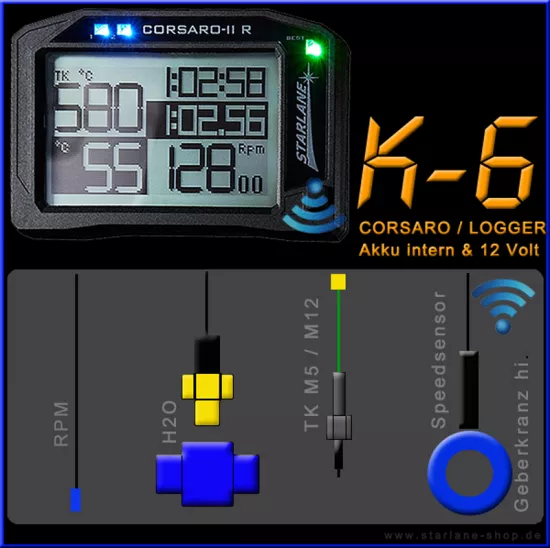 Rennkart Datenerfassung Rundenzeiterfassung mit GPS Laptimer und RPM, H2O, Radspeed