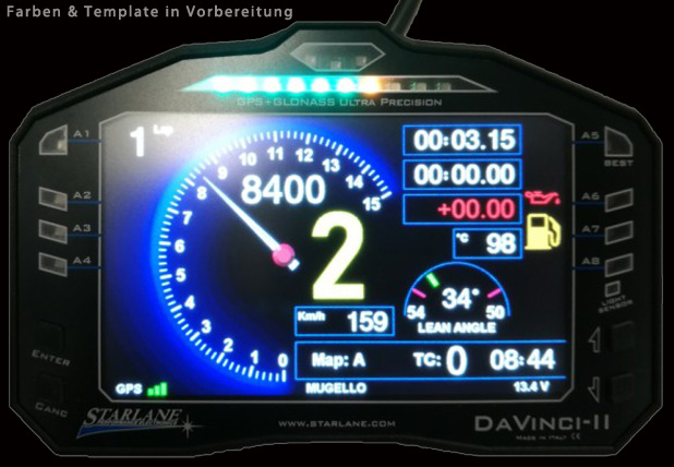 START Plus Dashboard mit Tacho, Drehzahlmesser und GPS Laptimer