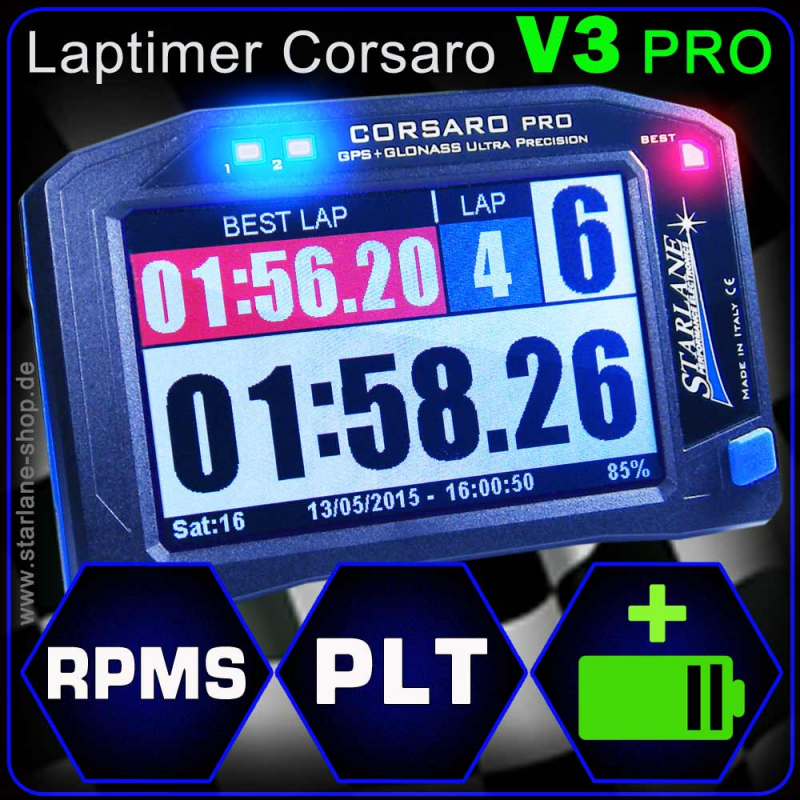 Laptimer Corsaro PRO mit Kurvenschräglagenerfassung Laptimer Corsaro PRO mit Kurvenschräglagenerfassung