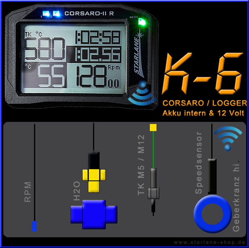 Rennkart Datenerfassung Rundenzeiterfassung mit GPS Laptimer und RPM, H2O, Radspeed