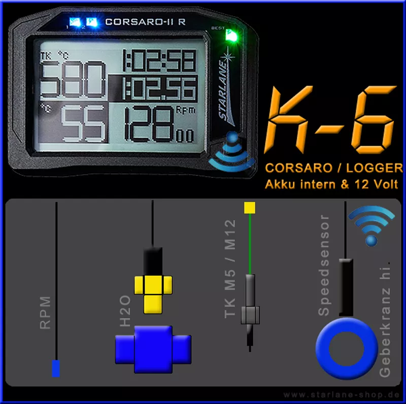 Rennkart Datenerfassung Rundenzeiterfassung mit GPS Laptimer und RPM, H2O, Radspeed